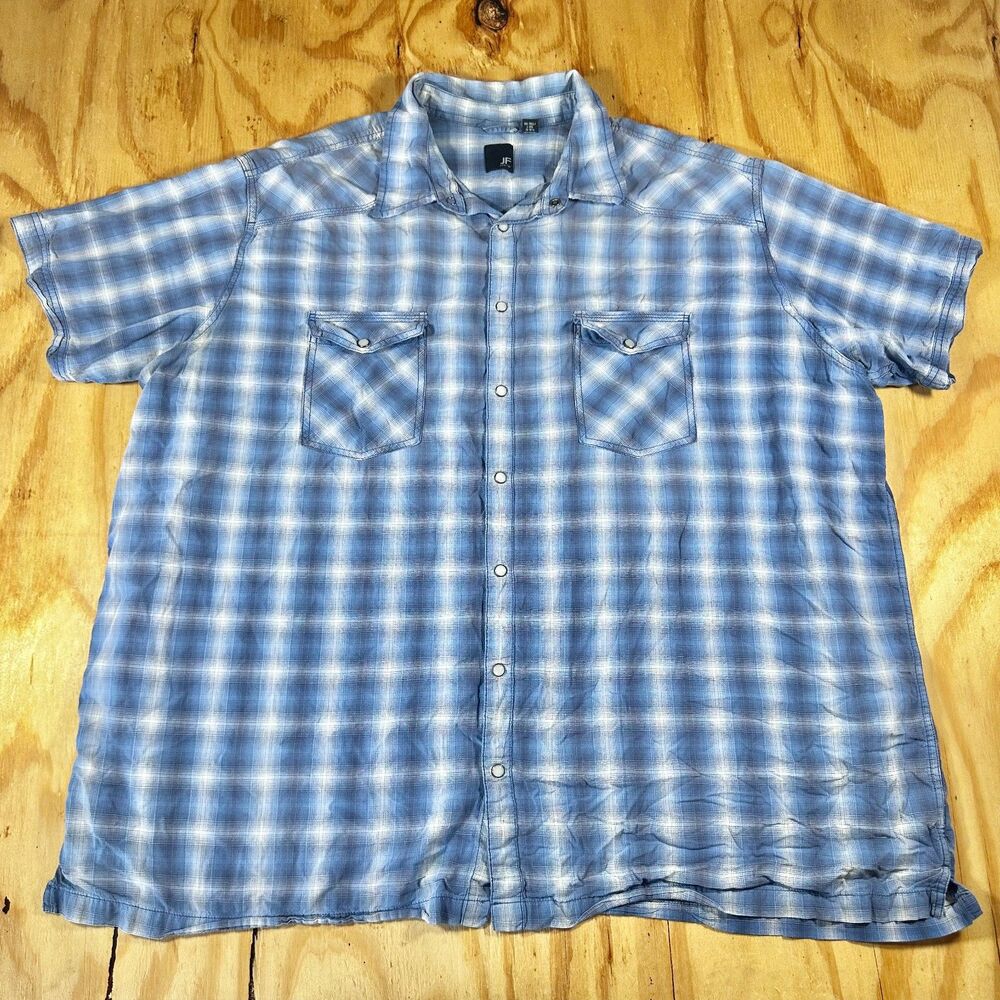 J. Ferrar Blue Plaid Button Up Size 3XL-Tall